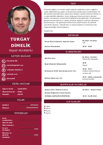 İnşaat Mühendisi Cv Örnekleri cv indir